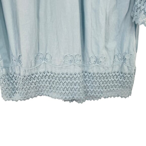 Soft Surroundings Light Blue Embroidered Tunic Top Size Large cotton womens - Picture 7 of 10